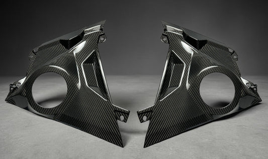 CAN AM MAVERICK R CARBON FIBER DASH SPEAKER PANELS / 6.5" SPEAKER CUTOUTS