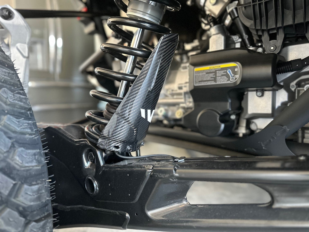 CAN AM MAVERICK R CARBON FIBER REAR SHOCK GUARD / SET